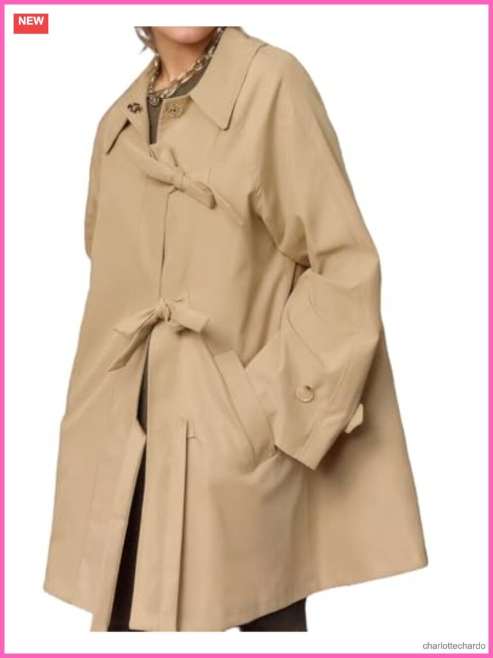 Kedera Bow Toggle Trench Coat Long Sleeve Oversize Peacoat Fall Winter